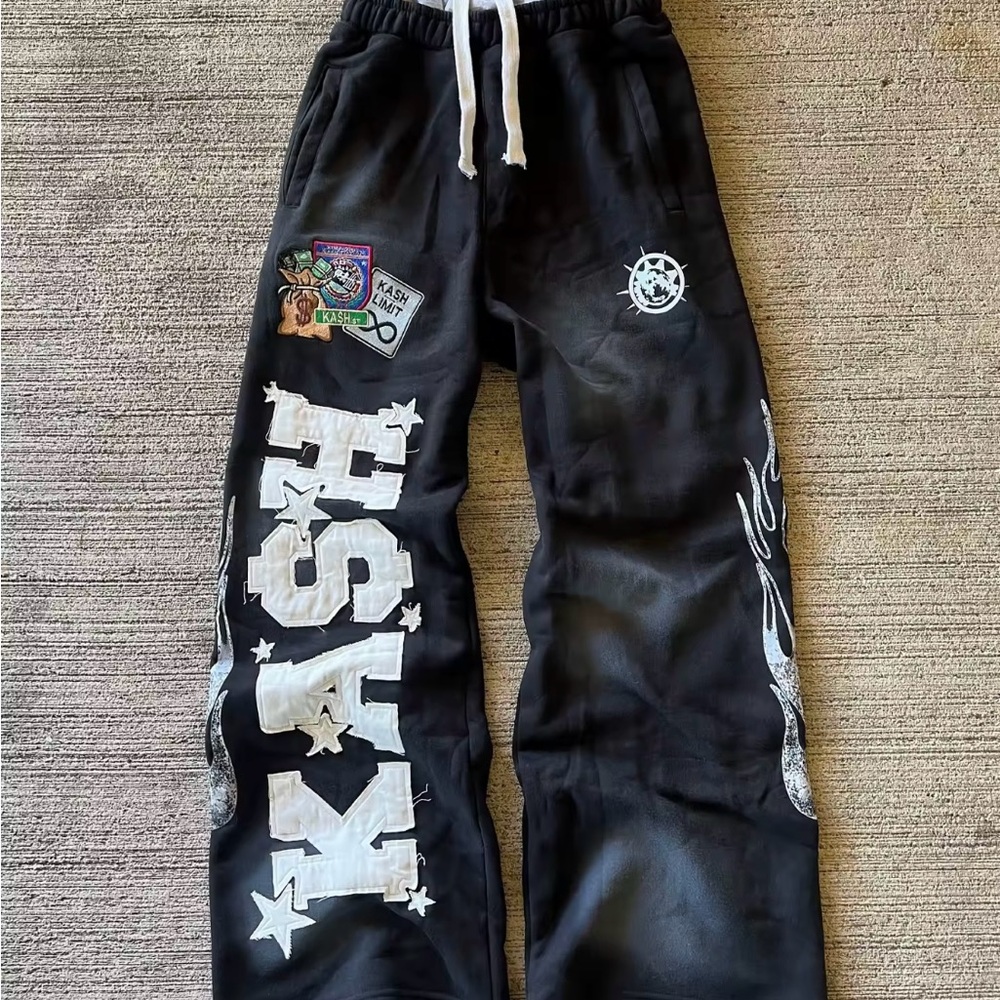 Black Graphic Joggers Relaxed Fit